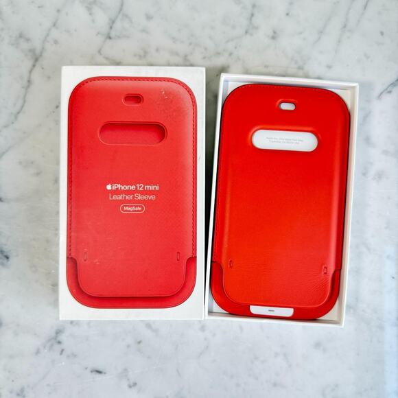 Apple iPhone 12 Mini Leather Sleeve Magsafe Cover with Wristlet in Coral - New! - Picture 1 of 3